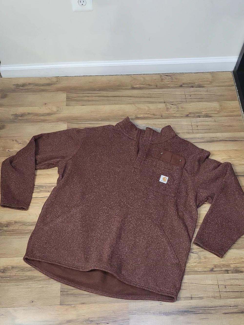 CARHARRT 6378 Wayland Mocha Brown Relaxed Fit Fleece 1/4 Zip Sweater